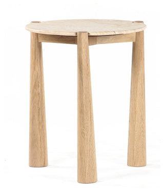 Carver Travertine Oak Side Table