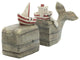 Resin, Set of 2 7"H Whale Bookends, Natural