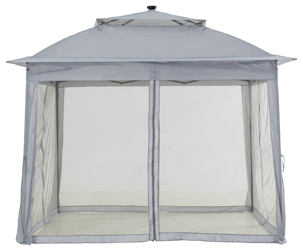 Sunjoy Patio 11 ft. x 13 ft. Contempo Gazebo with Planters, Grey