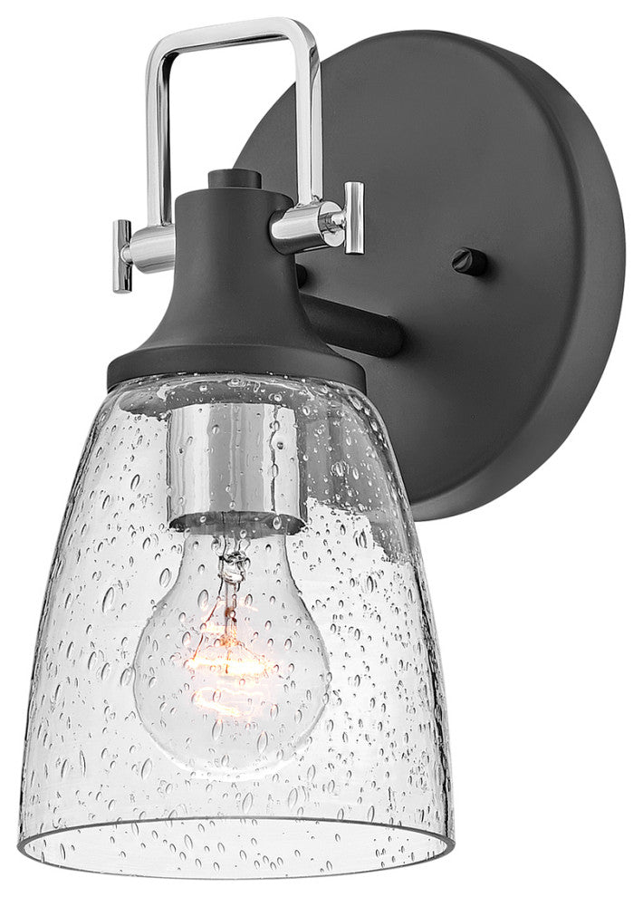 Hinkley Easton 6" Single Light Bath Vanity Fixture, Black + Chrome