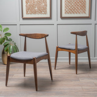 GDF Studio Sandra Mid Century Modern Dining Chairs, Set of 2, Charcoal/Walnut