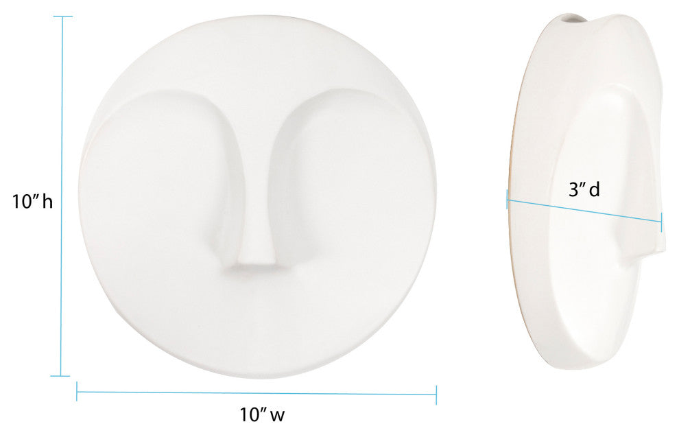 Matte White Round Face Wall Sculpture