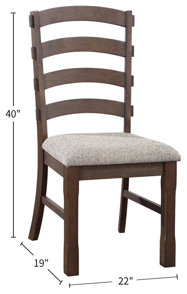Side Chair, Set of 2, Gray Fabric, Rustic Brown and Oak Finish, Pascaline