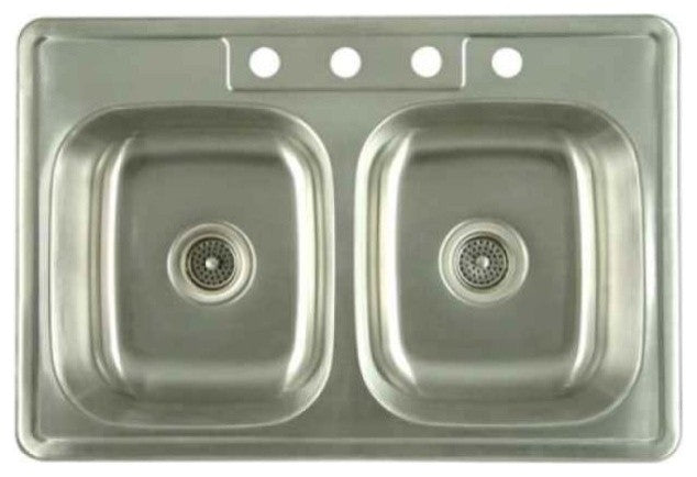 Gourmetier Double Bowl Self-rimming Kitchen Sink Satin Nickel K33228DBN