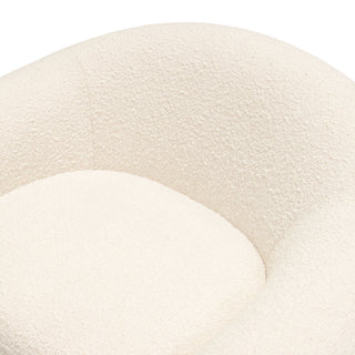 Pascal Swivel Chair in Bone Boucle Textured Fabric Contoured Arms & Back