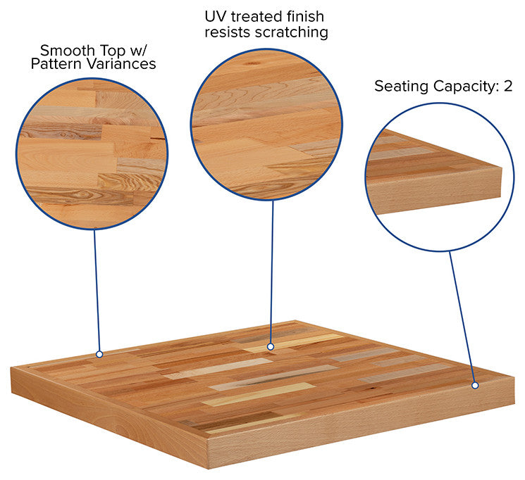 Square Butcher Block Style Table Top, 24"