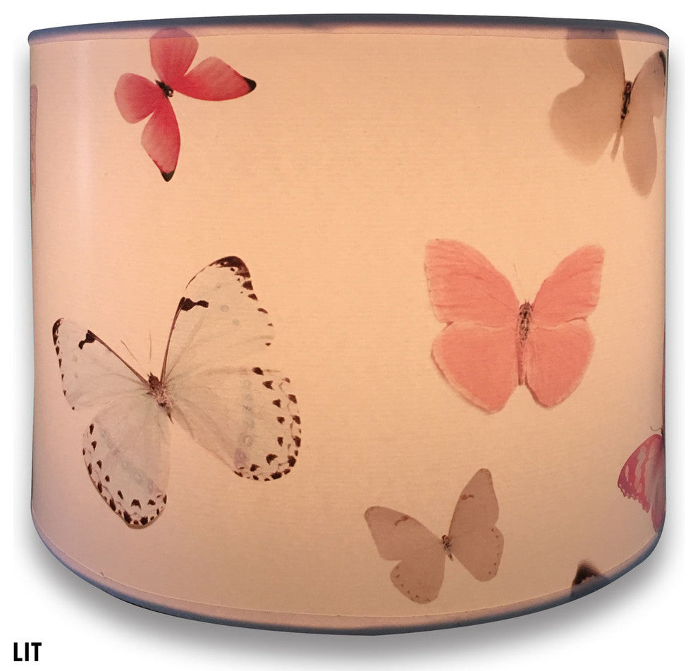 Decorative Handmade Lamp Shade, Colorful Butterfly Design, 10"x10"x8