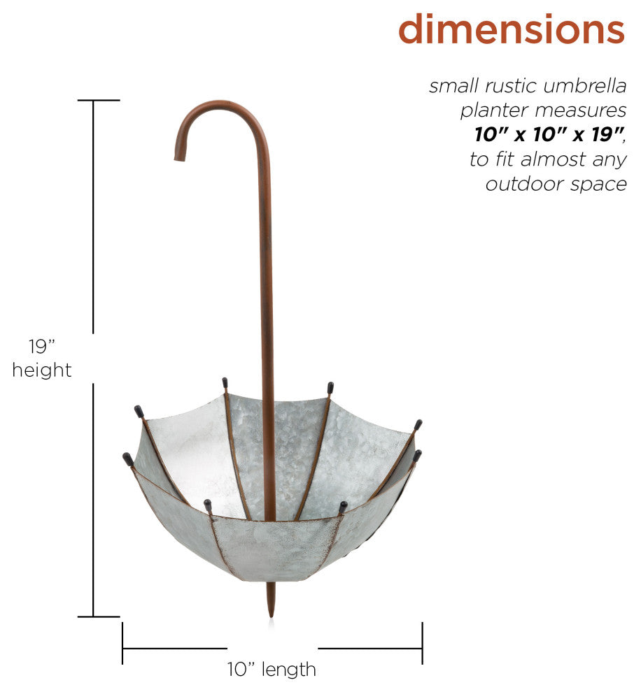 Alpine Rustic Outdoor Upside Down Umbrella Stake and Planter, 19"