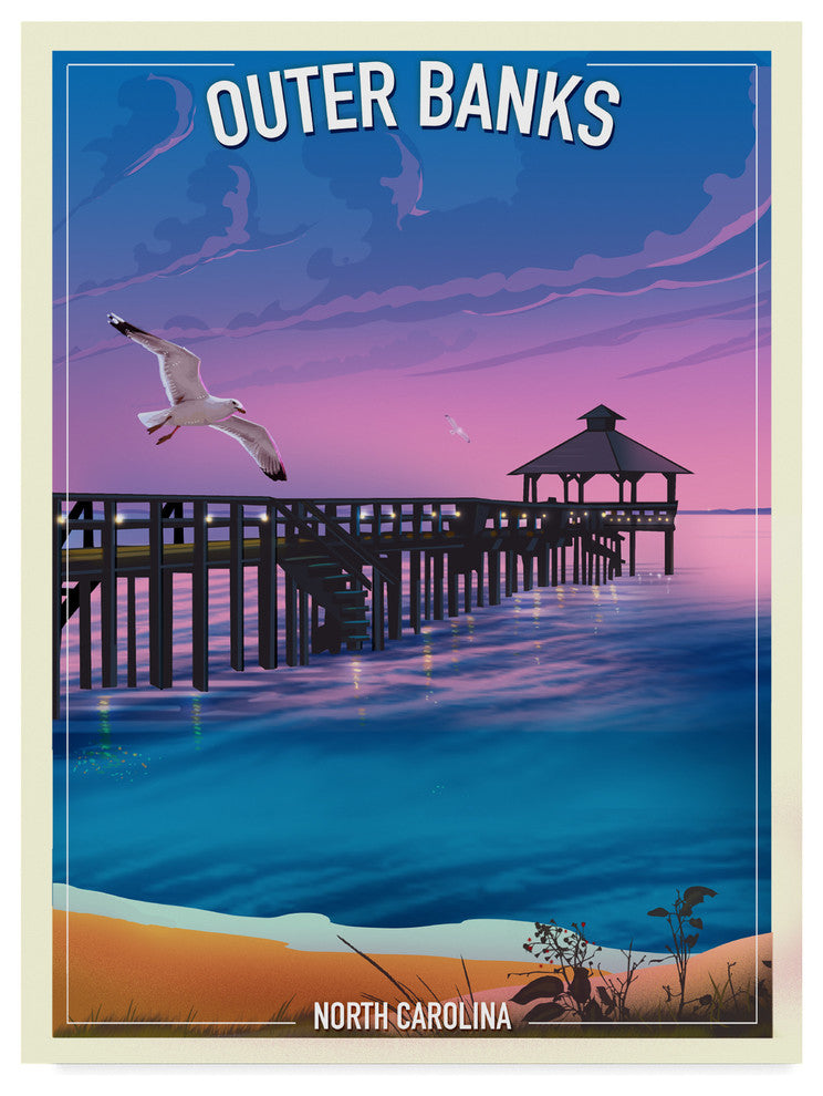 "Outer Banks" by Old Red Truck, Canvas Art, 19"x14"