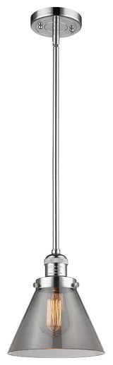 Large Cone LED Pendant, Polished Chrome, Glass: Smoked