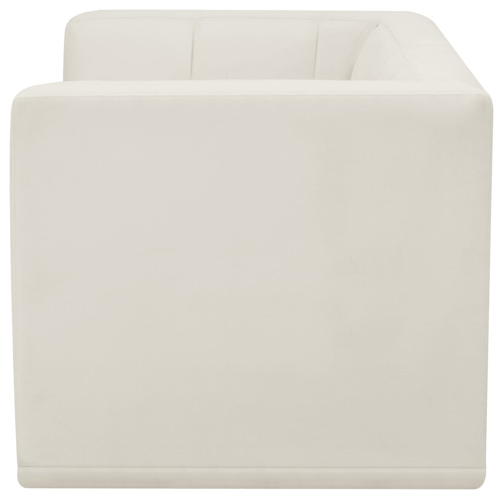 Relax Velvet Upholstered 2-Piece Modular Sofa, Cream