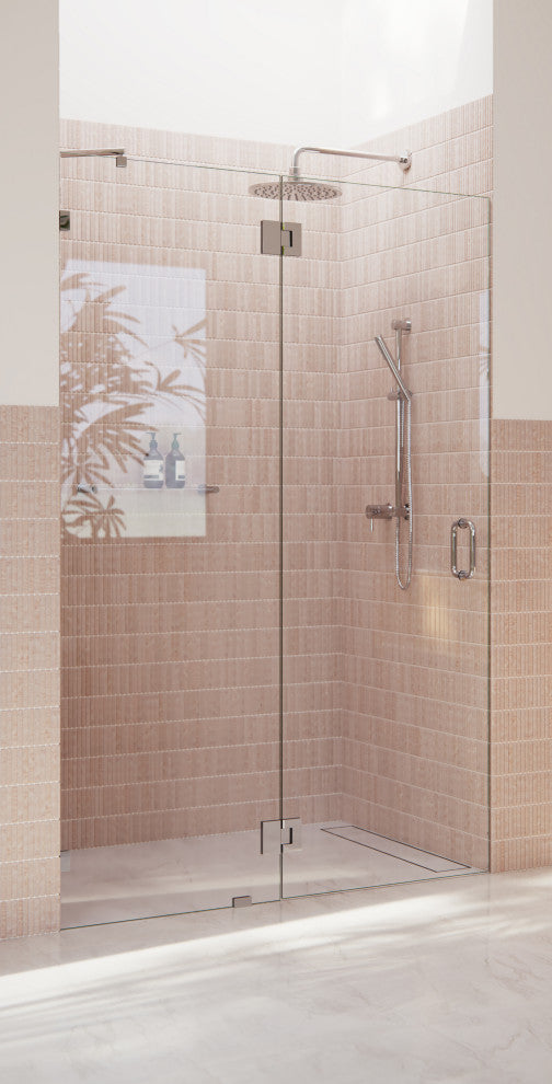 78"x46" Frameless Shower Door, Glass Hinge, Polished Chrome