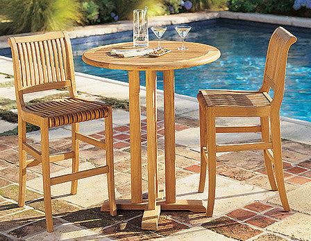 Teak Outdoor Giva Bar Set, 1 Table and 2 Chairs