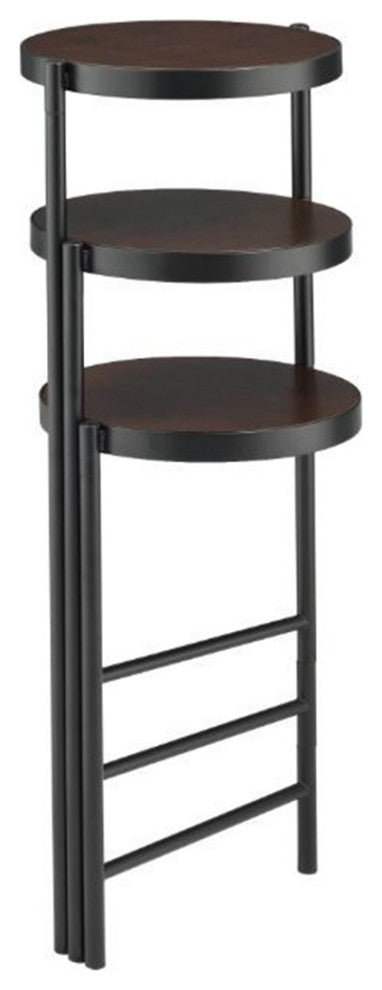 Metal Plant Stand With 3 Open Compartments, Black