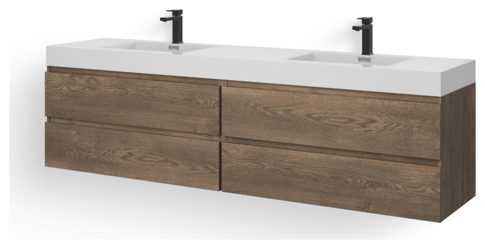 Boutique Bath Vanity, Butternut, 80", Double Sink, Freestanding