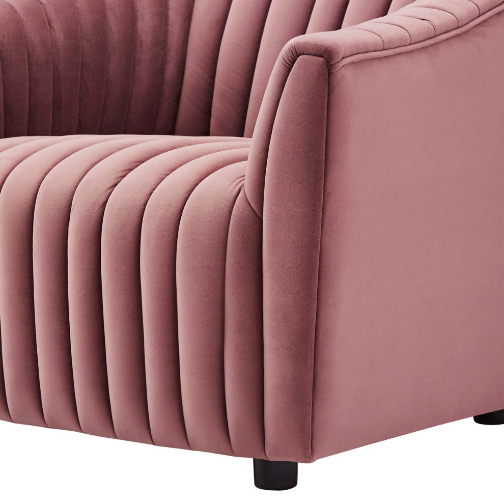 Armchair Accent Tufted Chair, Pink, Velvet, Modern, Mid Century Hotel Lounge