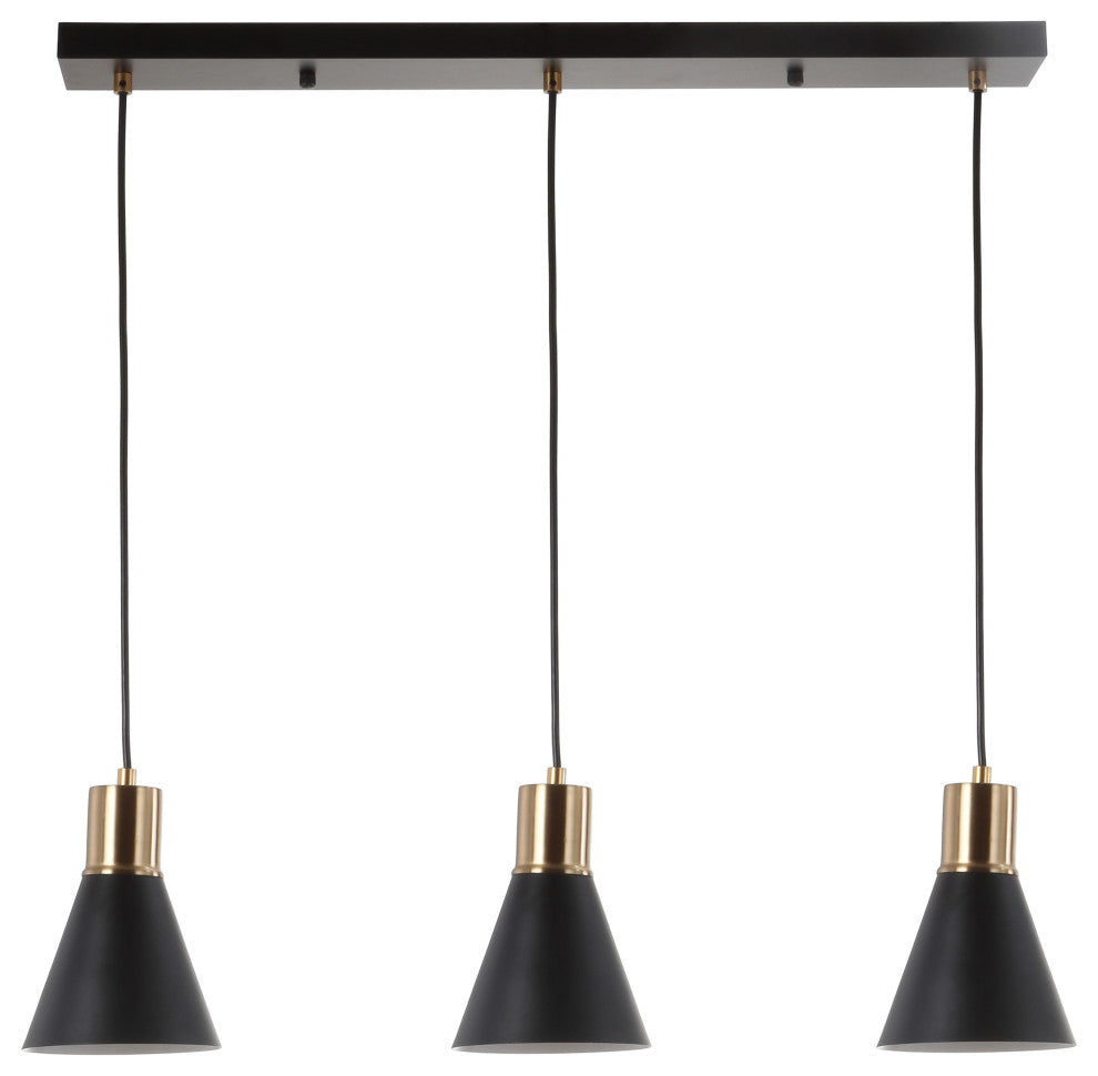Apollo Metal LED Pendant, Black, Brass Gold, Black/Brass Gold, Width: 33.50"
