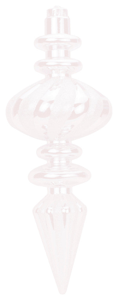 Wl-Fin-11-Wh- 11" Finial Ornament White With White Glitter