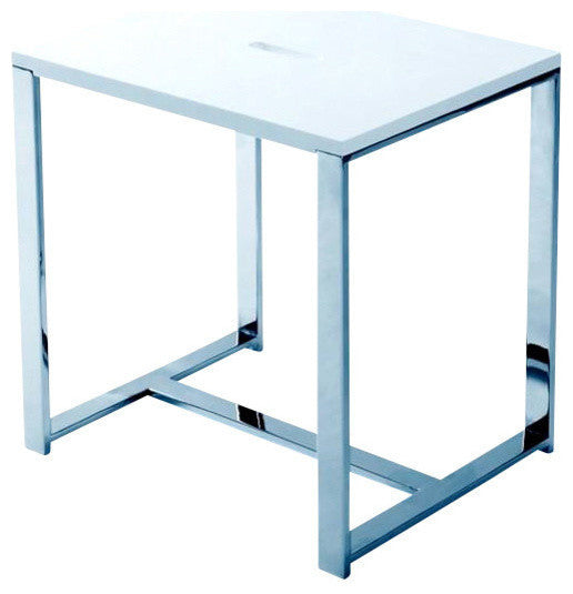 ADM Cubic Bath Stool, Matte White, 16"