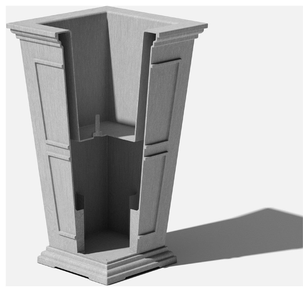 Brixton Tall Planter, 28", Gray, 28 Inch, 2 Pack