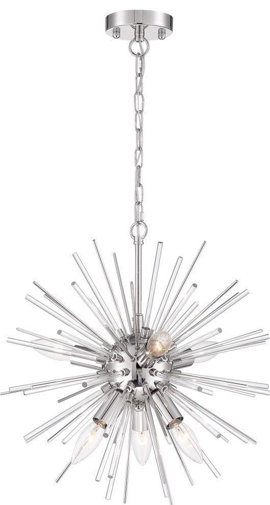 Cirrus - 8 Light Chandelier - with Glass Rods - Polished Nickel Finish