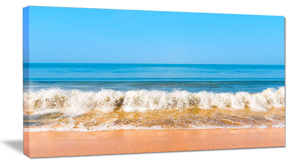 "Beautiful Blue Sea and Roaring Waves" Beach Canvas Wall Art, 40"x20"