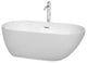 Melissa 60" Freestanding White Bathtub, Polished Chrome Tub Filler & Trim Kit