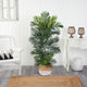 5' Areca Faux Palm Tree, Boho Chic Handmade Cotton & Jute White Woven Planter