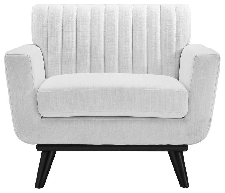 Engage Channel Tufted Fabric Armchair - White EEI-5460-WHI