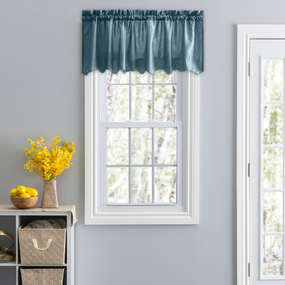 Portland Crushed Taffeta 48" x 15" Valance, Blue