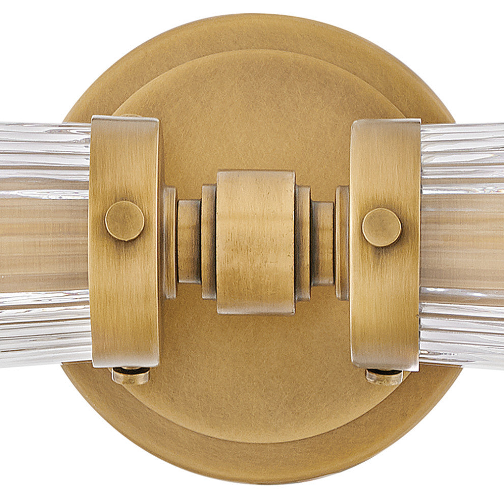 Hinkley Jude 24" Two Light Bath Vanity, Heritage Brass + Clear Fluted Glass