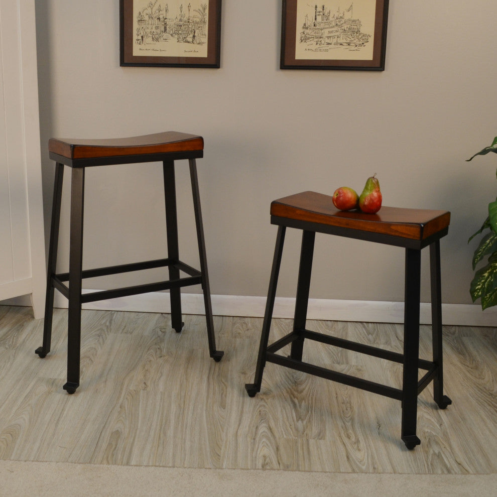 Thea 30" Saddle Seat Barstool - Chestnut/Black