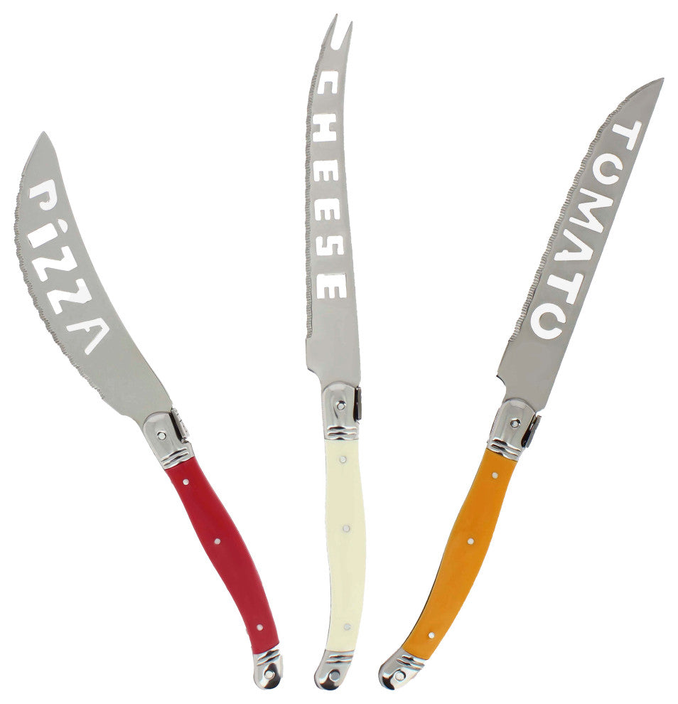 French Home 3 Piece Laguiole Pizza, Tomato, and Cheese Knife Set ,Tuscan Sunset