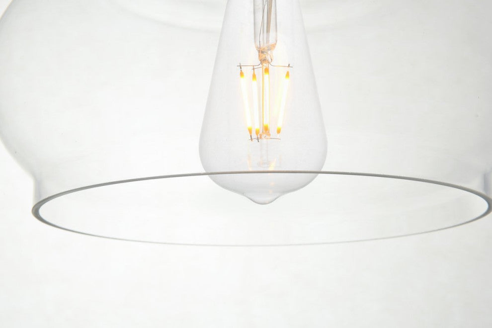 Dakota 1-Light Brass Plug-In Pendant With Clear Glass