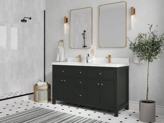 Sonoma 60" Double Sink Bath Vanity in Black Top, 2" Viola Gold