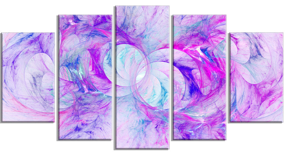 Light Purple Fractal Texture, Contemporary Canvas Art Print, 60"x32", 5 Panels