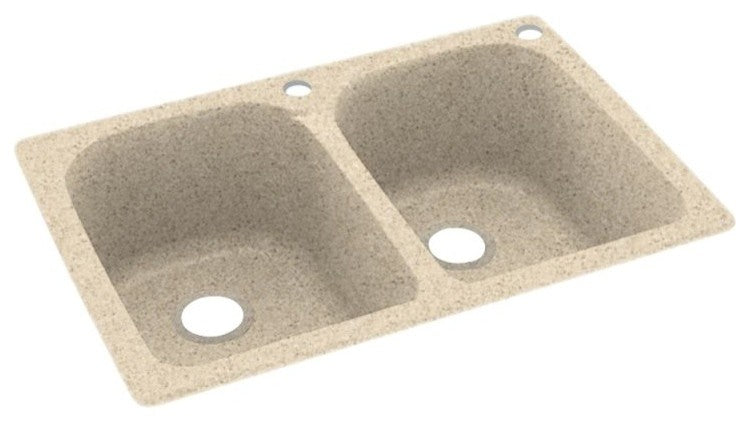Swan 33x22x10 Solid Surface Kitchen Sink, 2-Hole, Bermuda Sand
