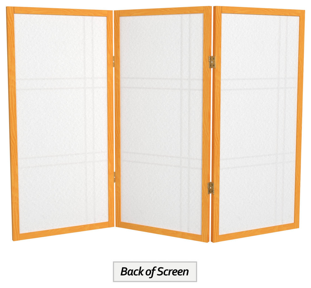3' Tall Double Cross Shoji Screen, Honey, 3 Panels