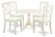 5 Pc Dining Set, 1 Drop Leaves Table, 4 Linen White Faux Leather Chairs
