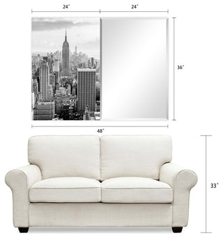 Beveled Wall Mirror on Free Floating Tempered Glass 48"x36", My New York