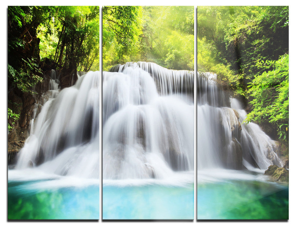 "Huai Mae Kamin Waterfall" Metal Wall Art, 3 Panels, 36"x28"