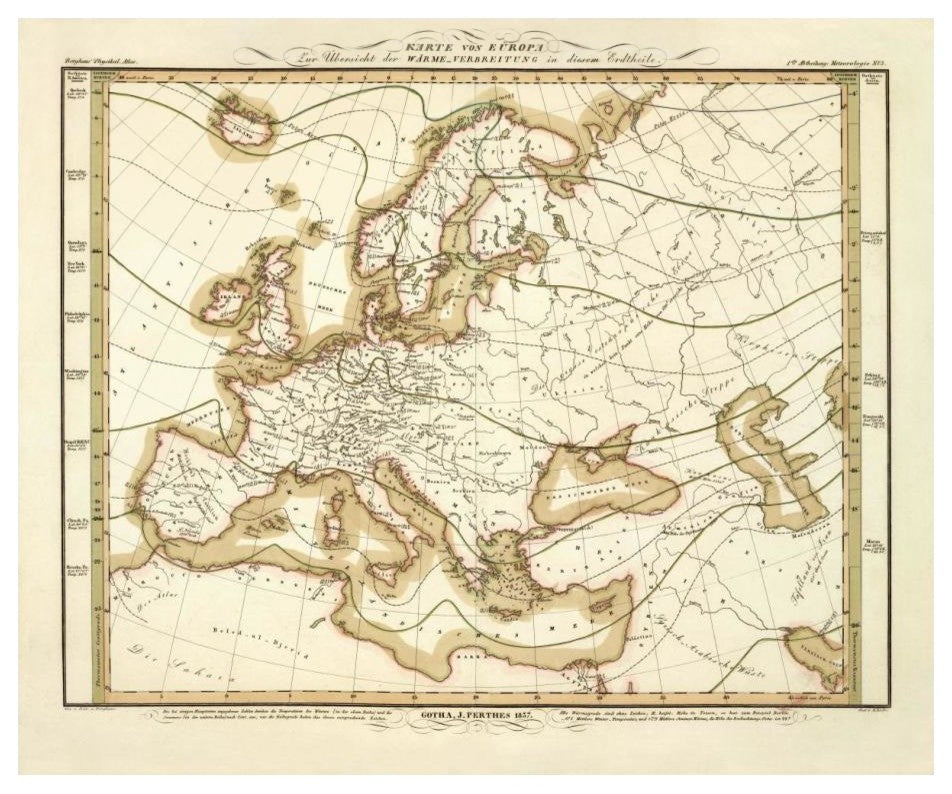 "Karte Von Europa, 1837" Digital Paper Print by Heinrich Berghaus, 24"x20"