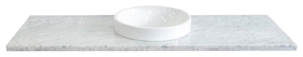 61" White Carrara Countertop and Single Round Sink