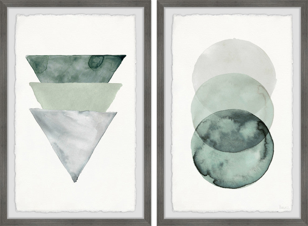Midnight Forest Shapes Diptych, 16"x12"