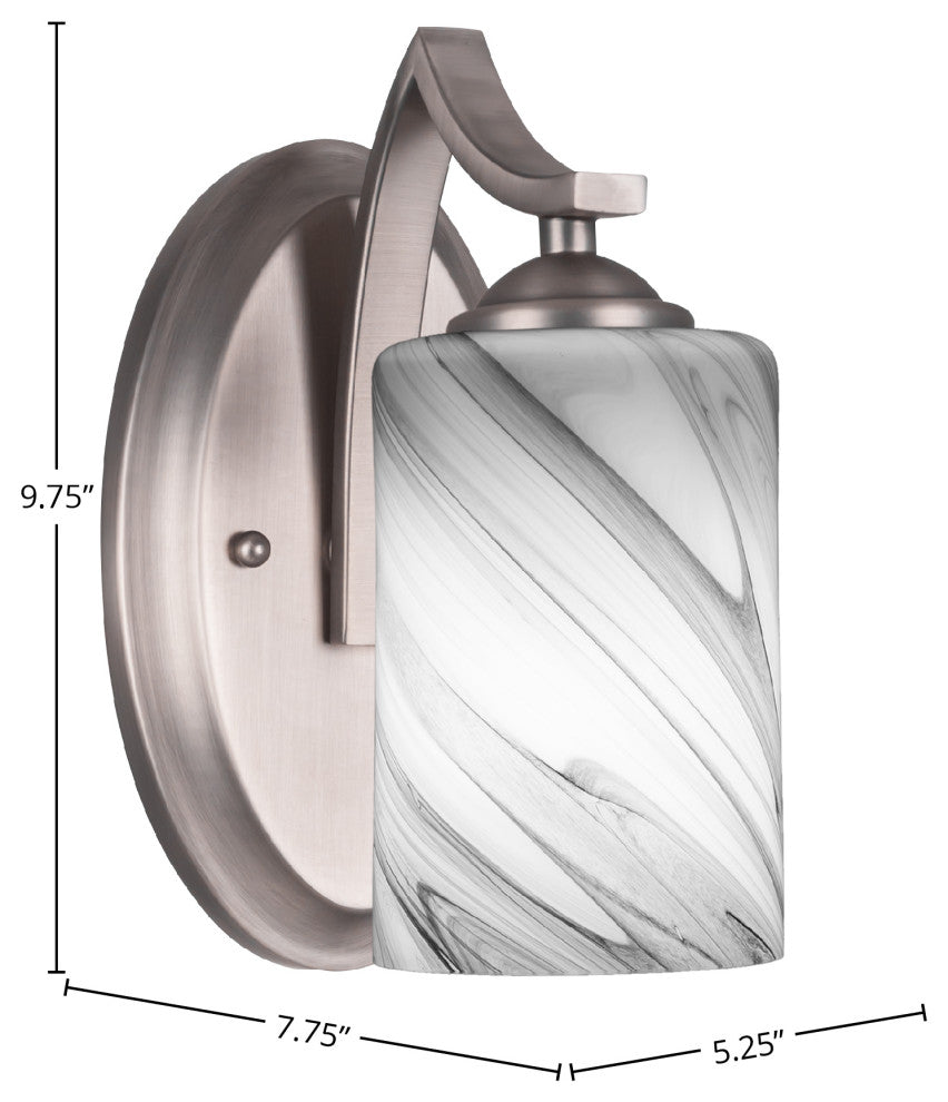 Zilo Wall Sconce Shown, Graphite Finish With 4" Onyx Swirl Glass