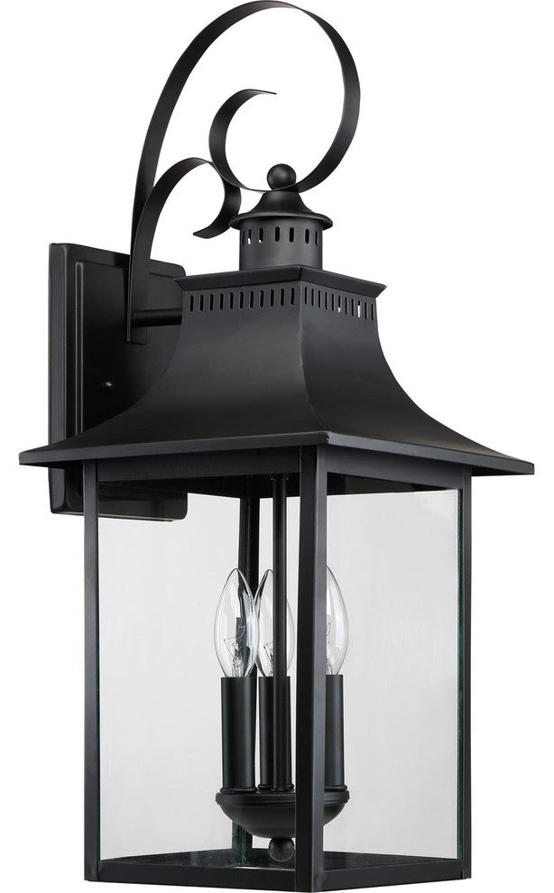 Quoizel CCR8410K Three Light Outdoor Wall Lantern, Mystic Black Finish