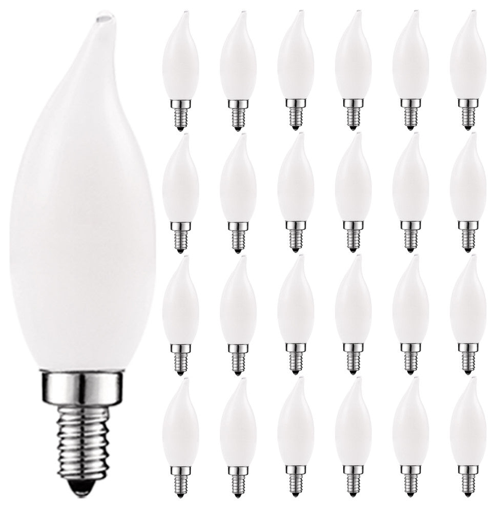 Luxrite 4W Frosted Candle LED Bulb Warm White E12 Flame Tip 24 Pack