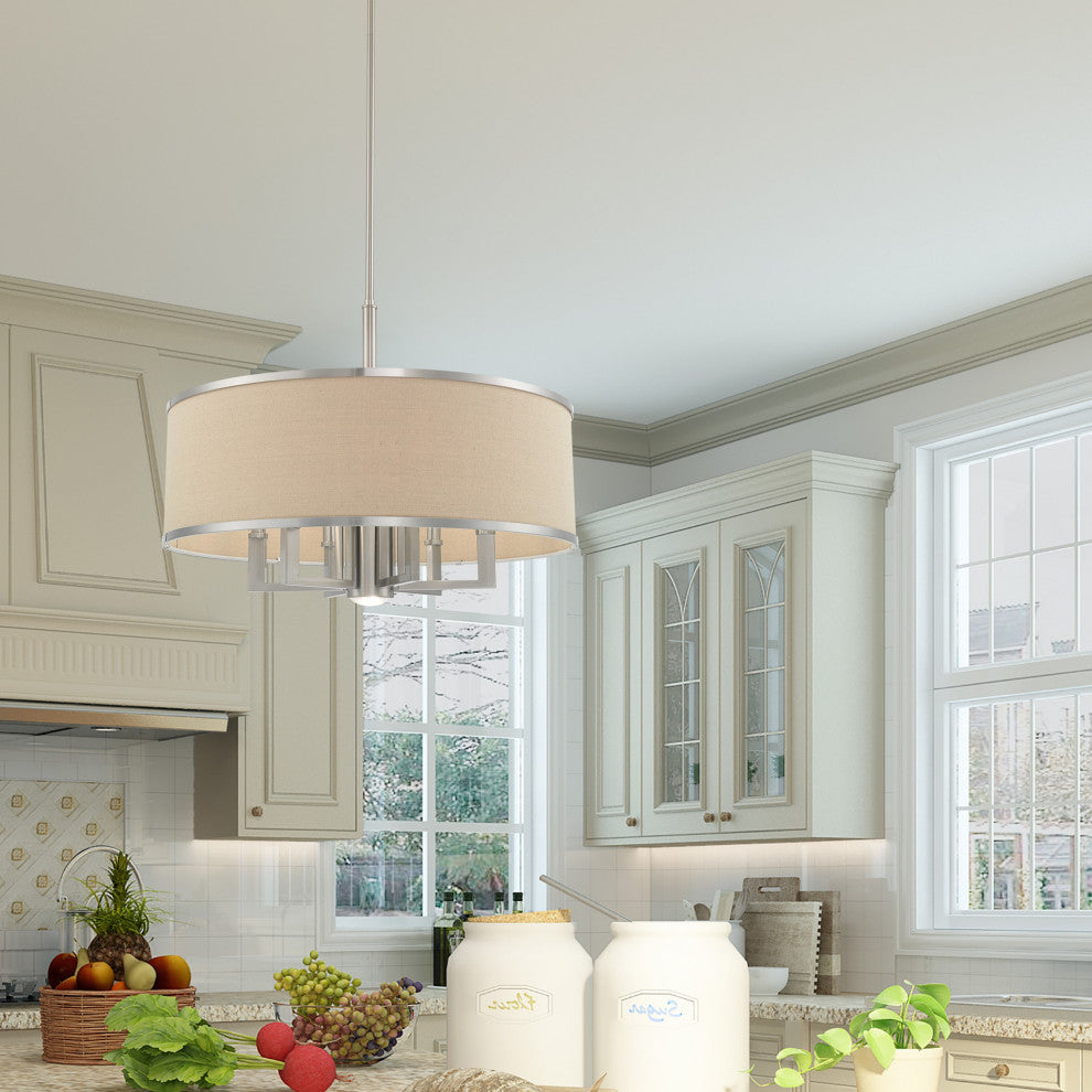 Livex Lighting 6 + 1 Light Pendant Chandelier, Brushed Nickel