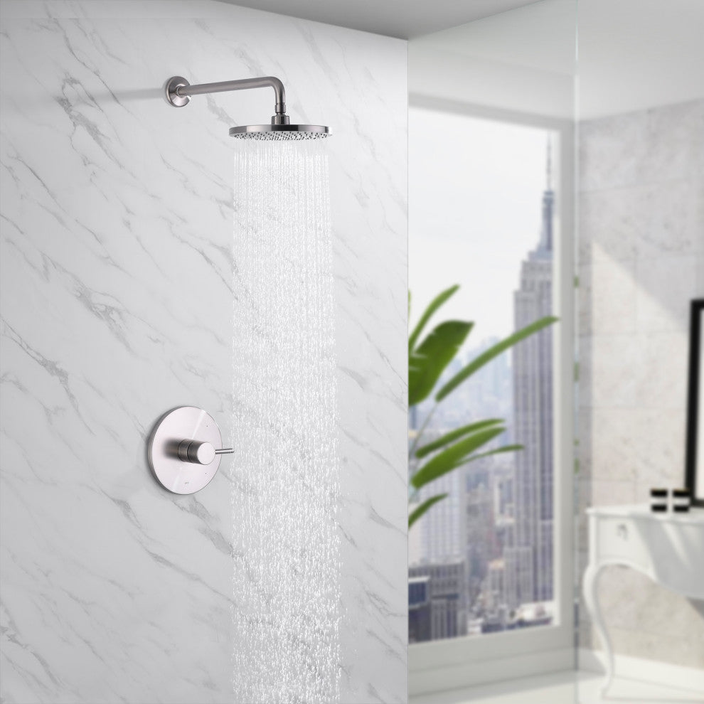 Luxier SS-B01-T Rainfall Shower Faucet Set, Brushed Nickel