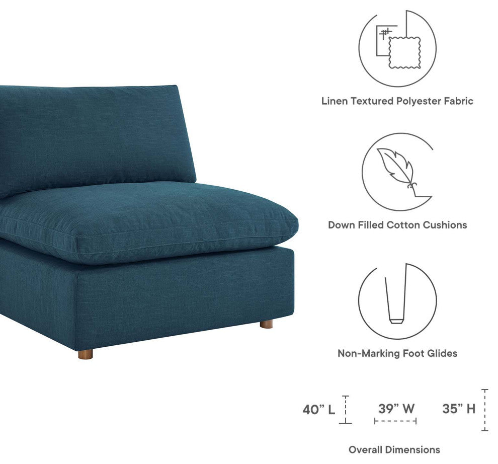 Modular Sectional Deep Sofa Set, Azure Navy Blue, Fabric, Modern, Hospitality